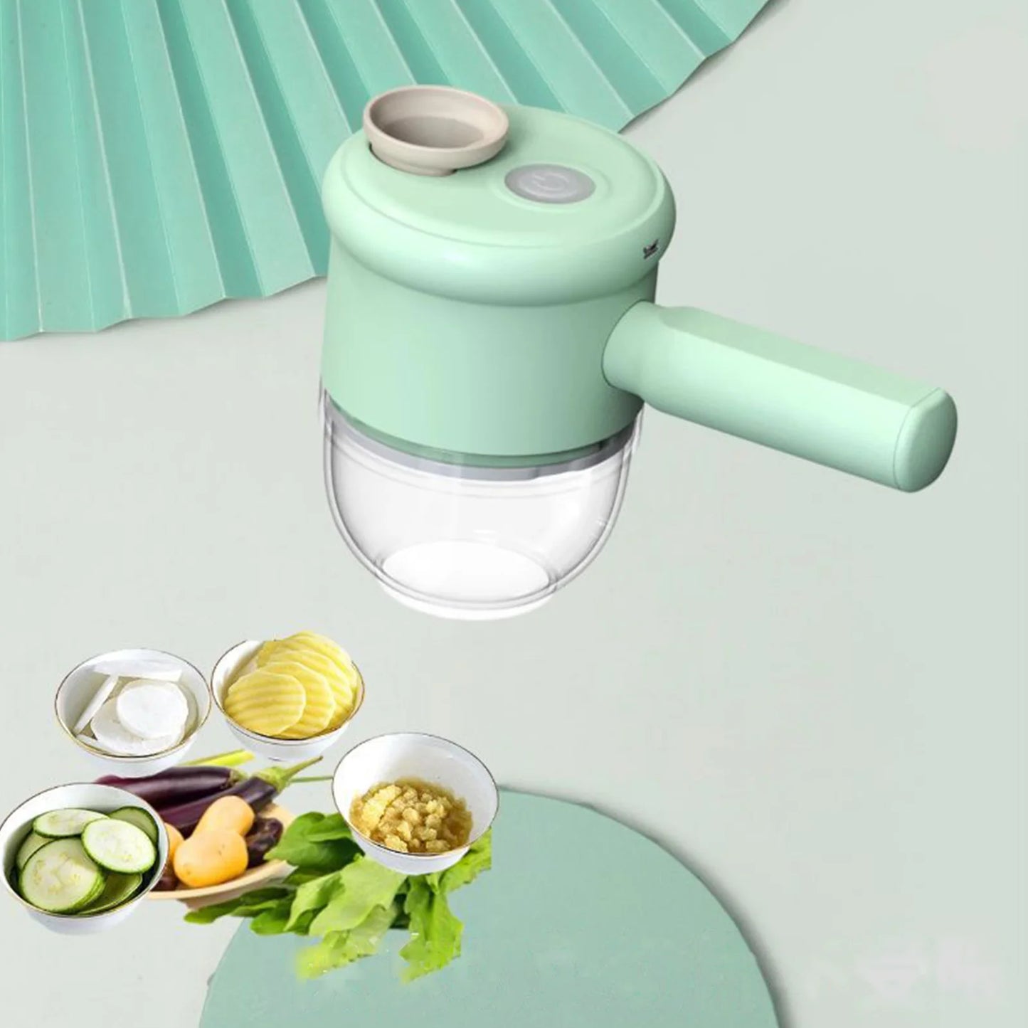 Electric Food Chopper & Slicer - Dices Veggies, Onions, Garlic