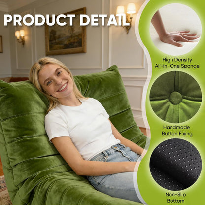 Bean Bag Chair for Adults, High-Density Foam, Dutch Velvet, Green