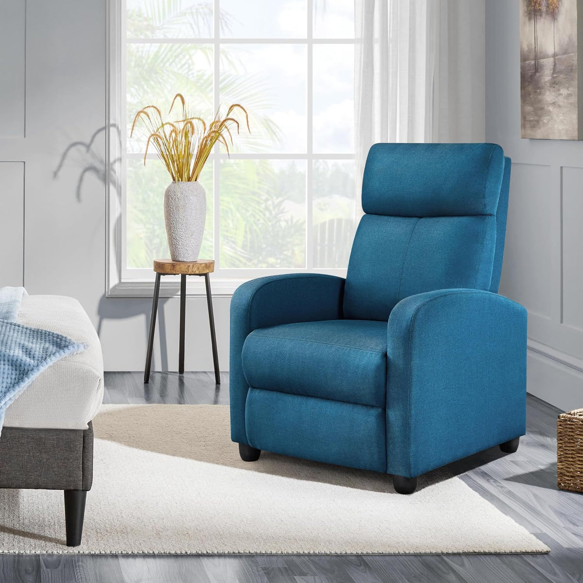 Luxurious Blue Recliner Chair with 3 Adjustable Positions for Ultimate Comfort in Your Living Space