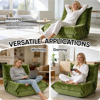 Bean Bag Chair for Adults, High-Density Foam, Dutch Velvet, Green