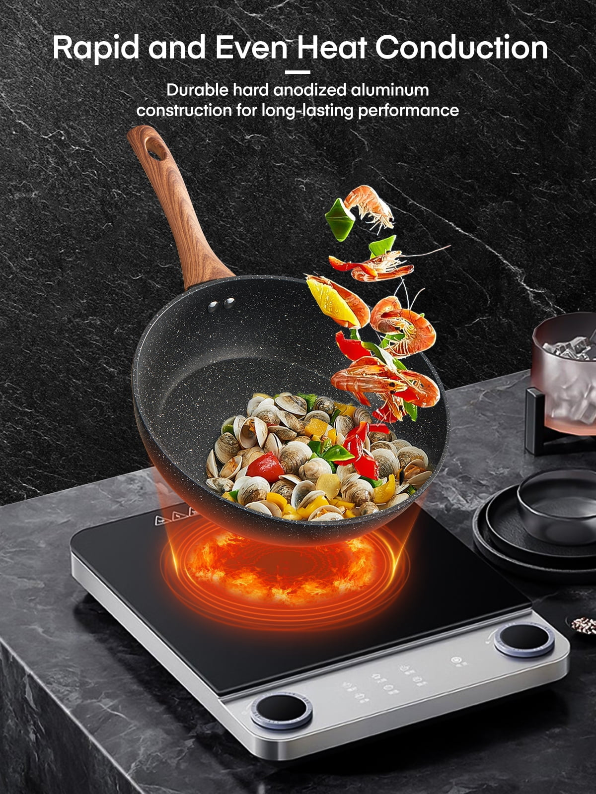 Pots and Pans Set with Lids 15 Pcs, Aluminum Nonstick Induction Cookware Sets