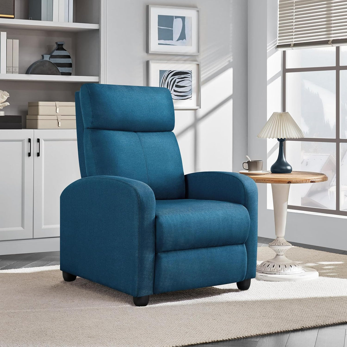 Luxurious Blue Recliner Chair with 3 Adjustable Positions for Ultimate Comfort in Your Living Space
